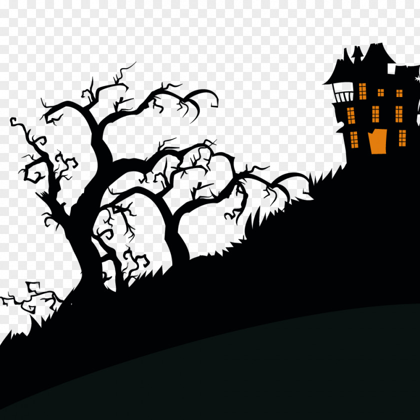 Halloween Black Mountain House Haunted Attraction Trick-or-treating Illustration PNG