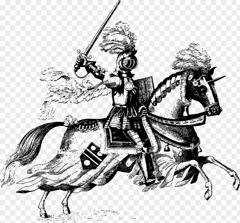 Vector Warrior Middle Ages Horse Knight Jousting Clip Art PNG