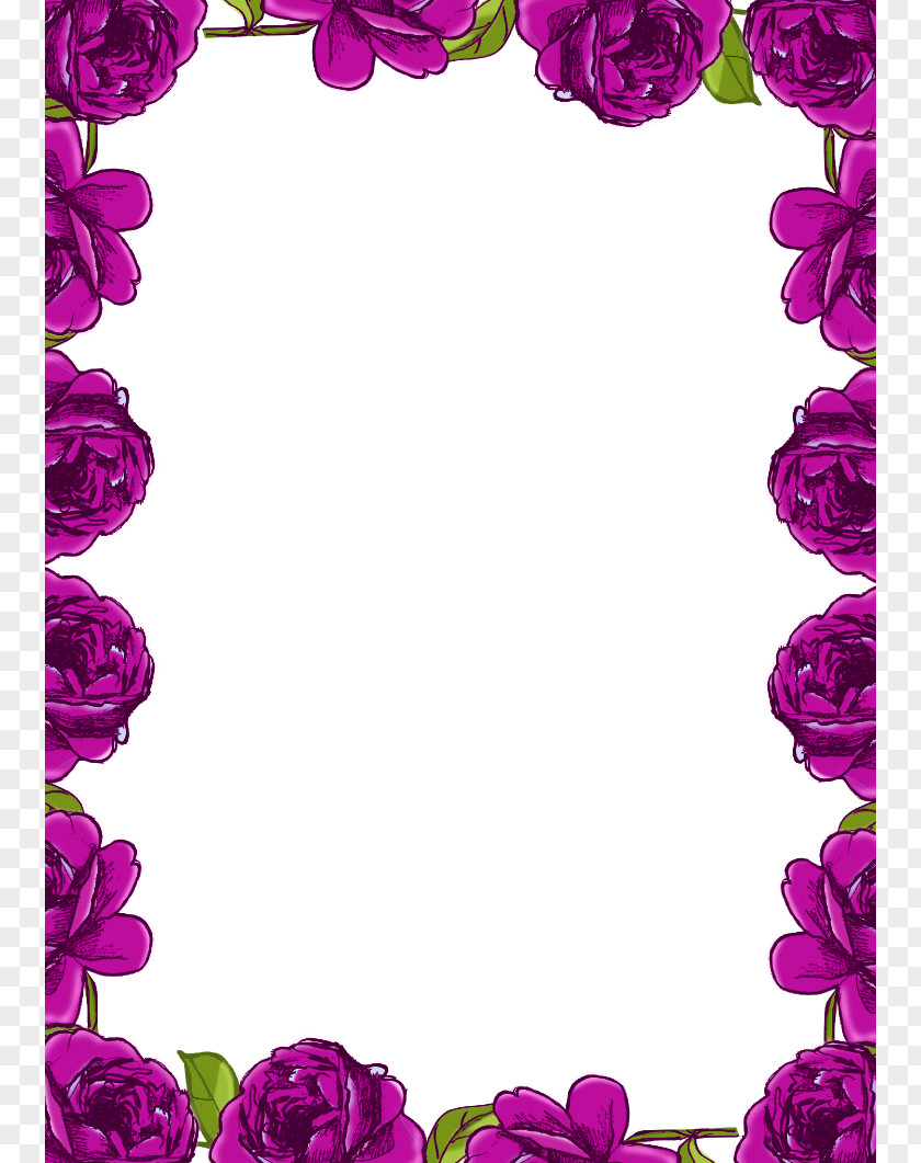 Rose Page Border Flowers Clip Art PNG
