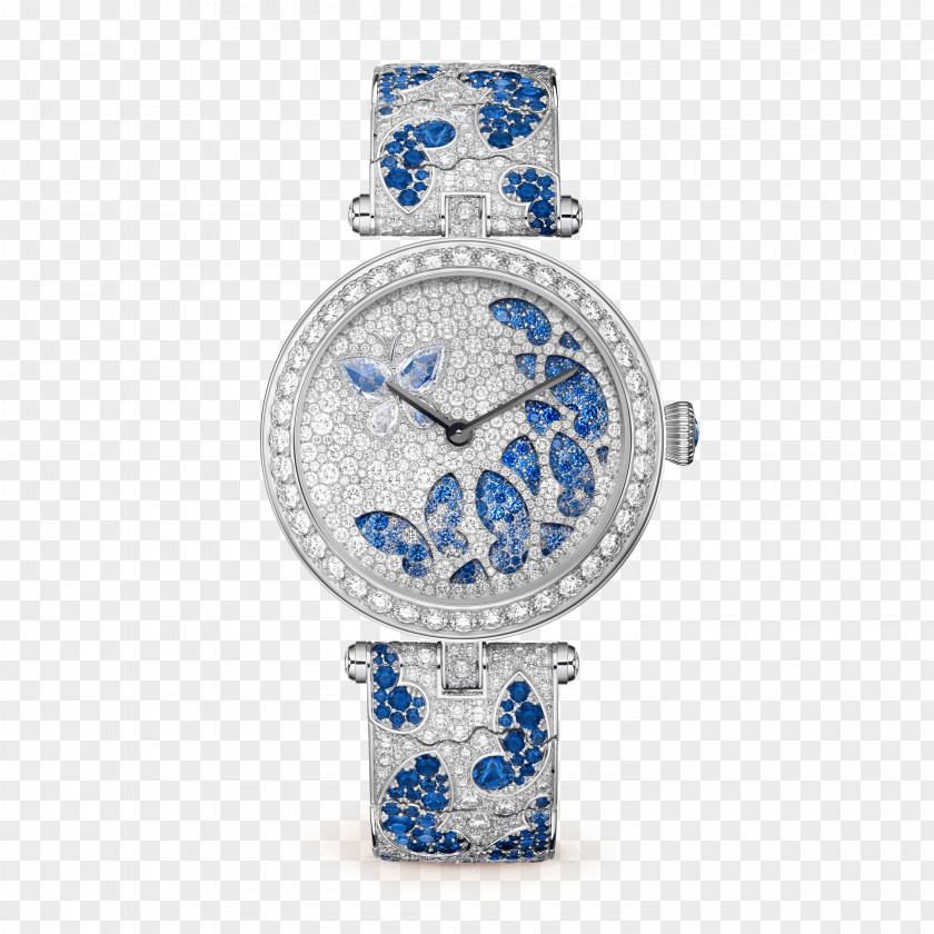 Watch Van Cleef & Arpels Gold Sapphire Clock PNG