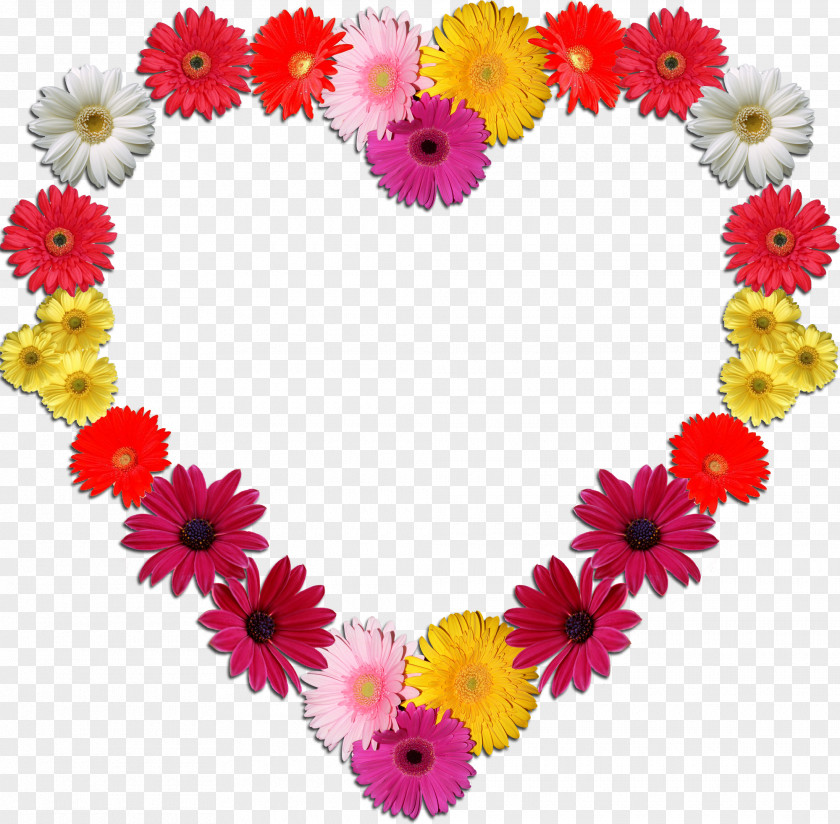 Beads Heart Flower Picture Frames PNG