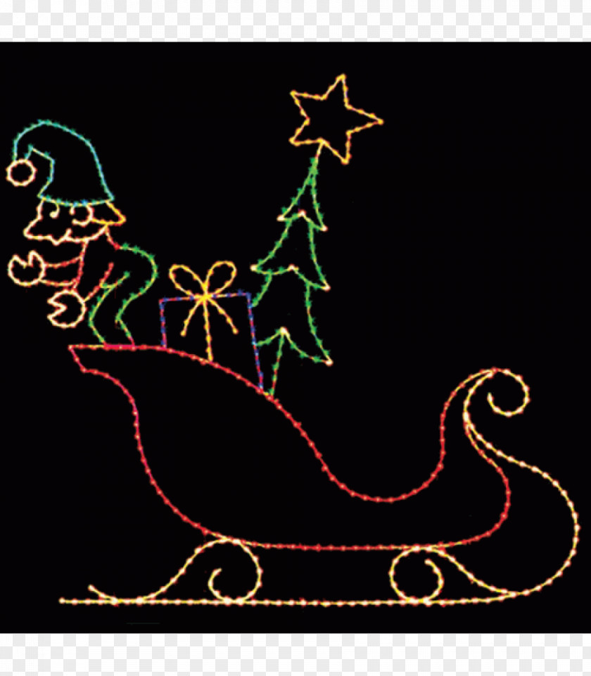Christmas Decoration Lights Sled Lighting PNG