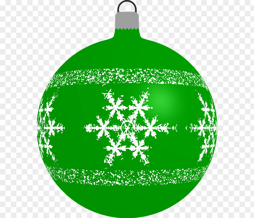 Green Snowflake Ball Christmas Ornament Clip Art PNG