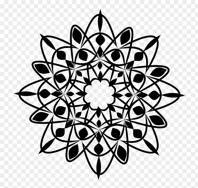 Design Black And White Floral Stencil PNG