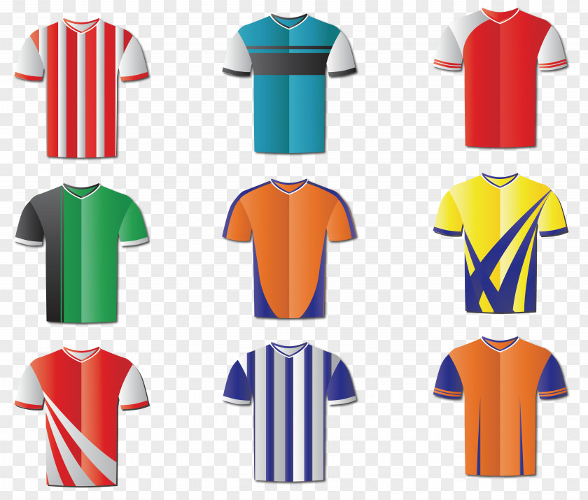 Different Styles Of Clothing Design Collection Cartoon Soccer Ball T-shirt Jersey Football Sportswear PNG