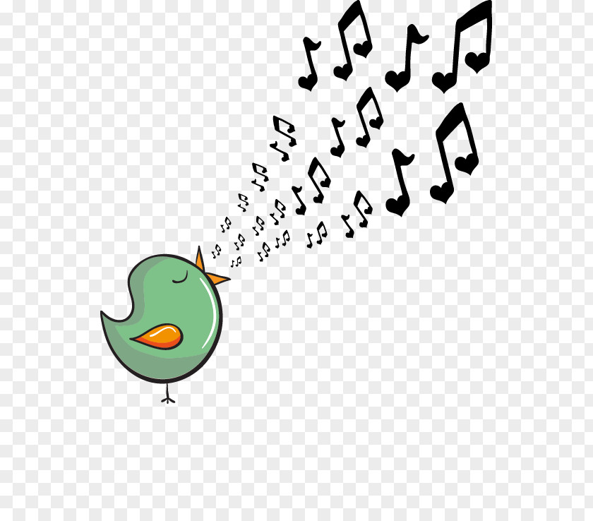 Vector Cartoon Bird Cute Musical Note Download PNG