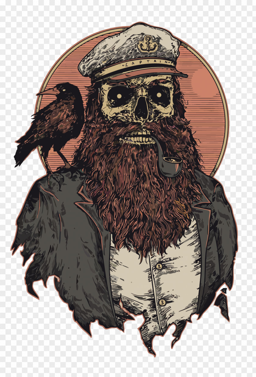 Vector Devil Captain T-shirt Skull Drawing Art Illustration PNG