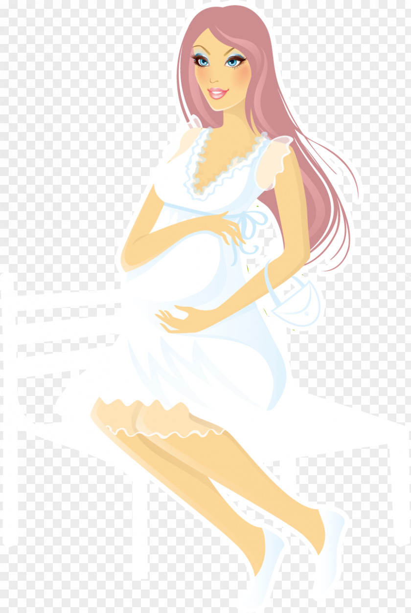 Vector Pregnant Woman Sitting Pregnancy Illustration PNG