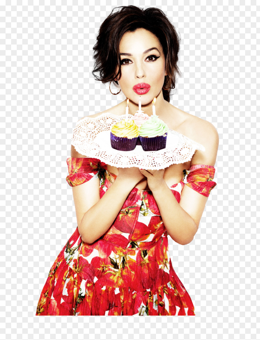 Glamour Monica Bellucci Birthday Cake Photography Card PNG