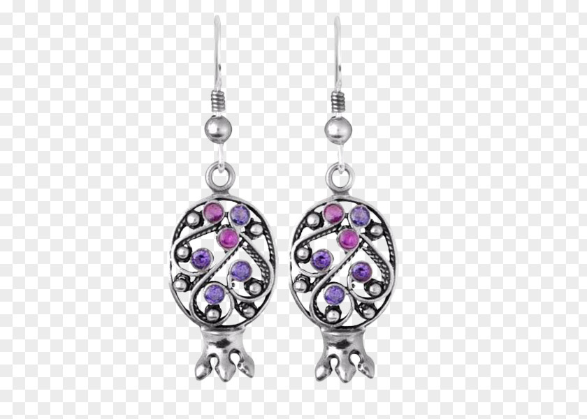 Silver Amethyst Earring Filigree Gold PNG