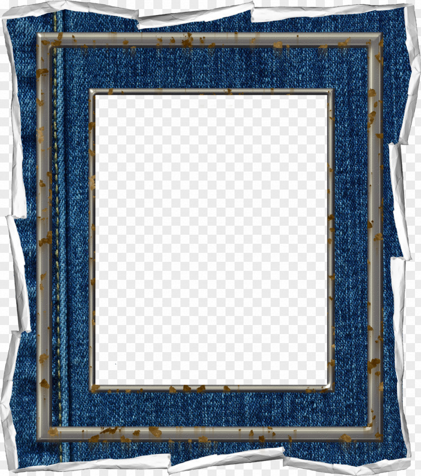 Brown Frame Denim Textile Picture Frames Material Clip Art PNG
