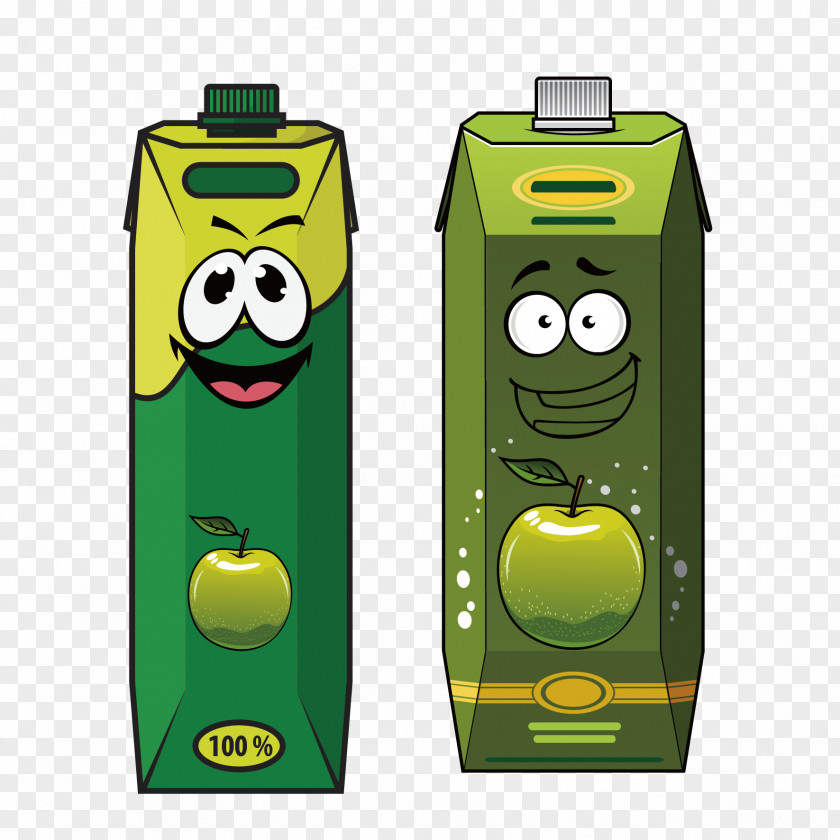 Vector Apple Juice Cartoon Packaging And Labeling Carton PNG