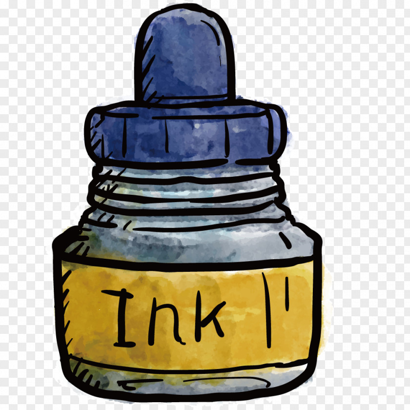 Vector Ink Bottle Child Painting Art Download Icon PNG