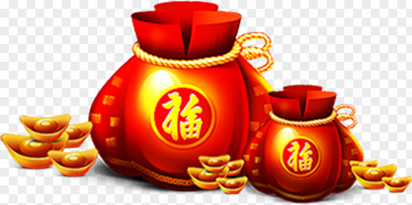 Red And Gold Ingots Each Child Fukubukuro Chinese New Year Download PNG