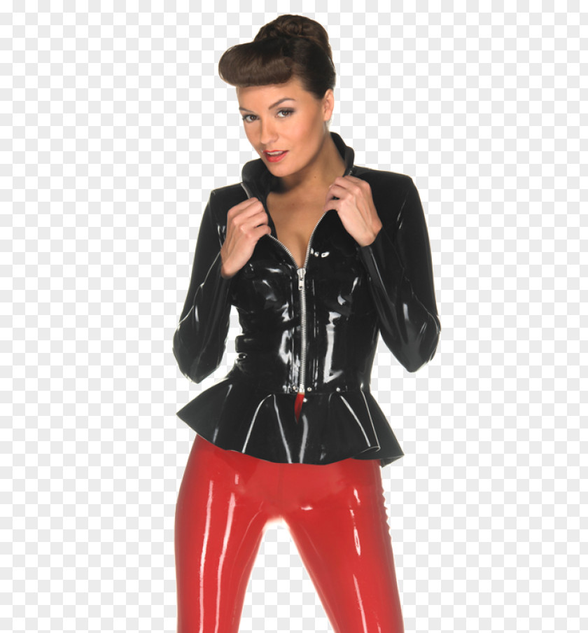 Women's Clothing With Leather Jacket Latex Coat Overskirt PNG