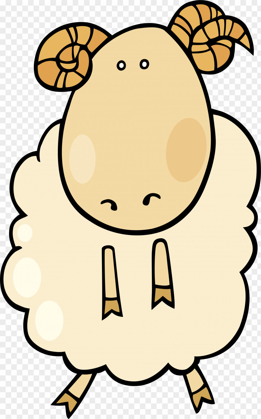 Beige Cute Goat Aries Astrological Sign Zodiac Cartoon Illustration PNG