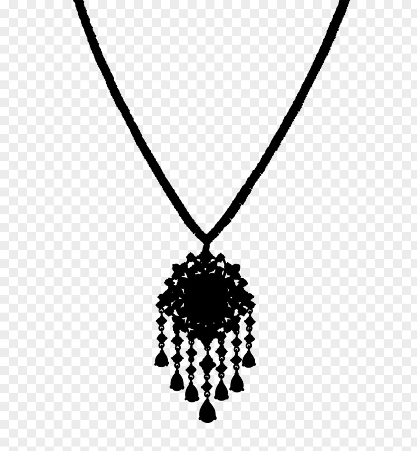M Jewellery Chain Locket Necklace Black & White PNG