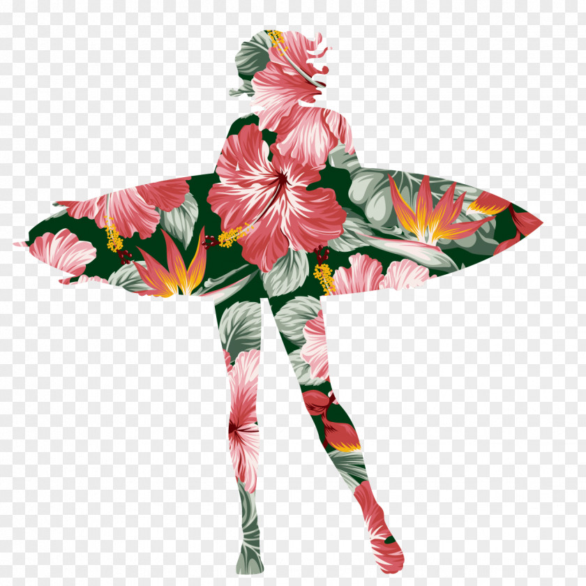Printed T-shirt Surfing PNG Surfing, Creative Girl, multicolored woman carrying surfboard floral illustration clipart PNG
