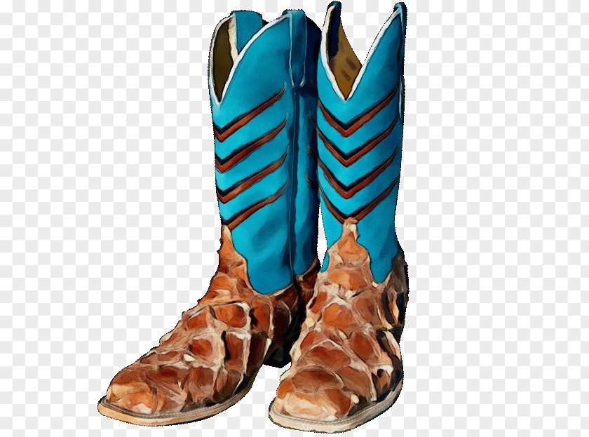 Fashion Accessory High Heels Footwear Boot Turquoise Cowboy Shoe PNG