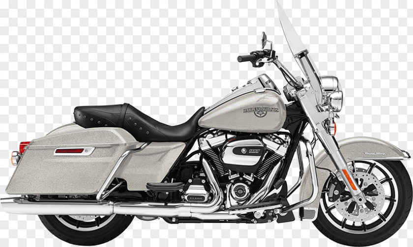 Silver Harley-Davidson Road King Touring Motorcycle Milwaukee-Eight Engine PNG