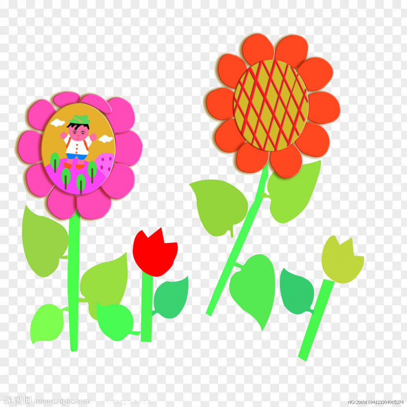 Cartoon Sunflower Plants Floral Design Flower PNG