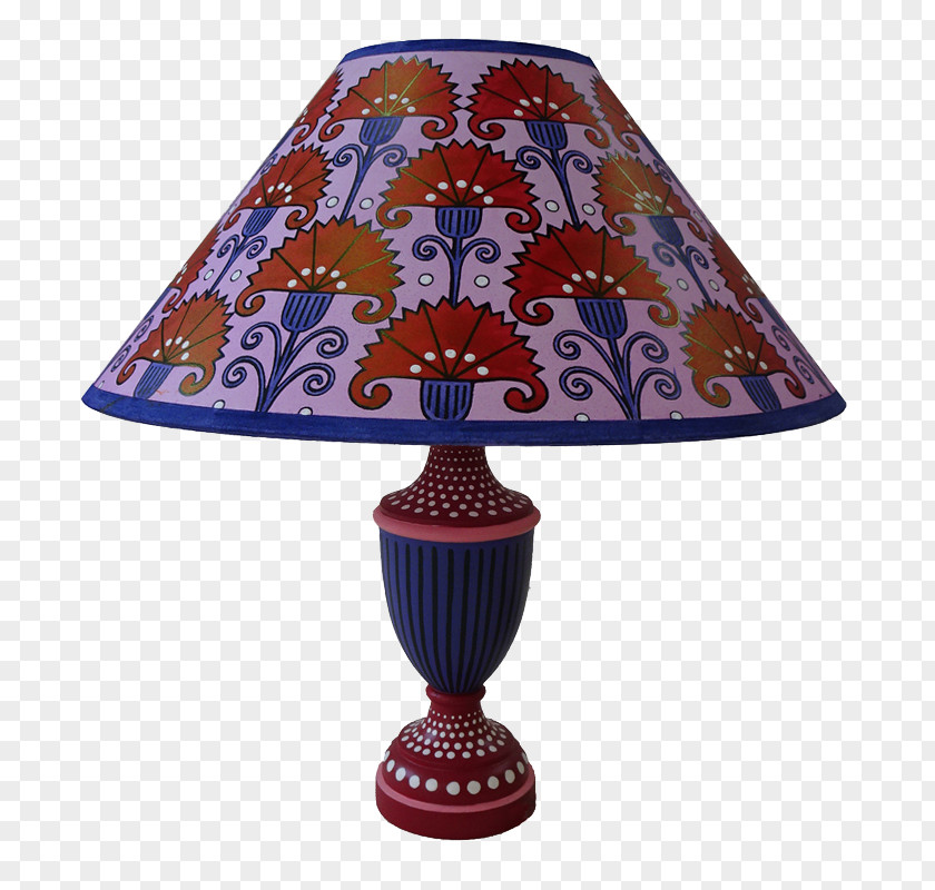 Hand-painted Paper Lamp Shades Cobalt Blue Northern Red Oak Sabal Palm PNG