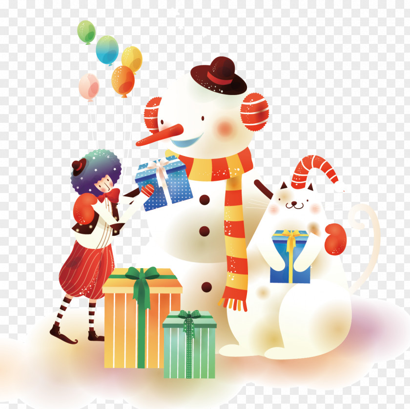 Snowman Pattern Vector And Cartoon Villain Christmas Illustration PNG