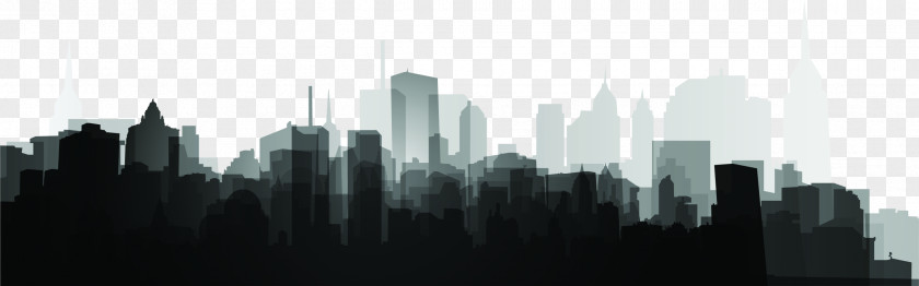 City Silhouette Black And White Skyline Skyscraper PNG