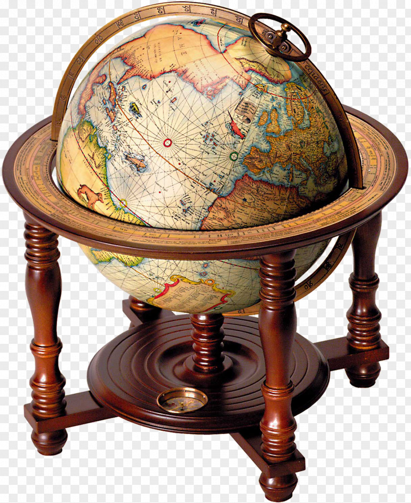Antique Globe World Map Projection PNG