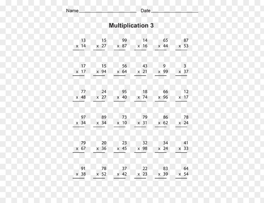 Mathematics Multiplication Table Worksheet The Times Tables PNG