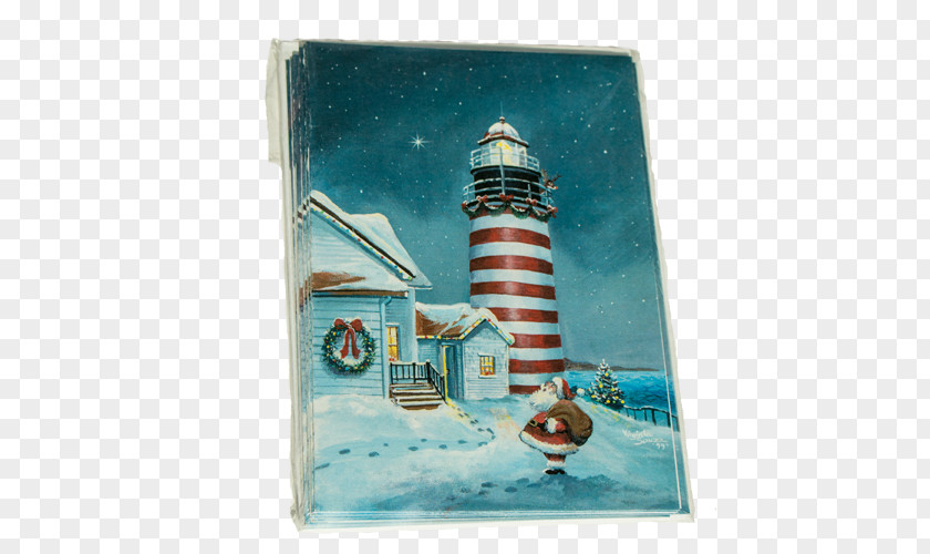 Christmas West Quoddy Head Light American Lighthouse Foundation Card Rockland Breakwater PNG