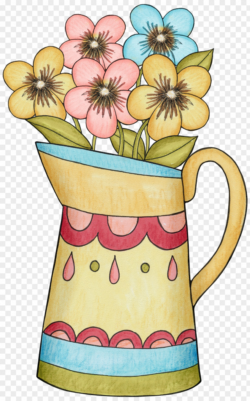 Hand-painted Vases Birthday Cake Greeting Card Flower Wish PNG