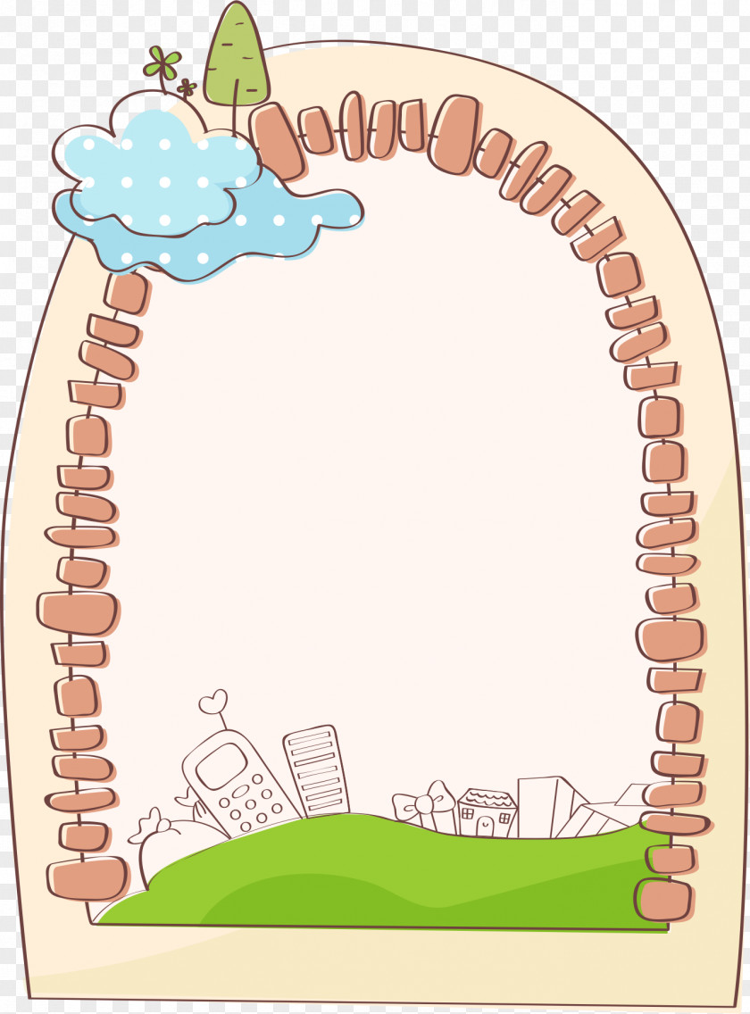 Oval Brick Border Cartoon Clip Art PNG