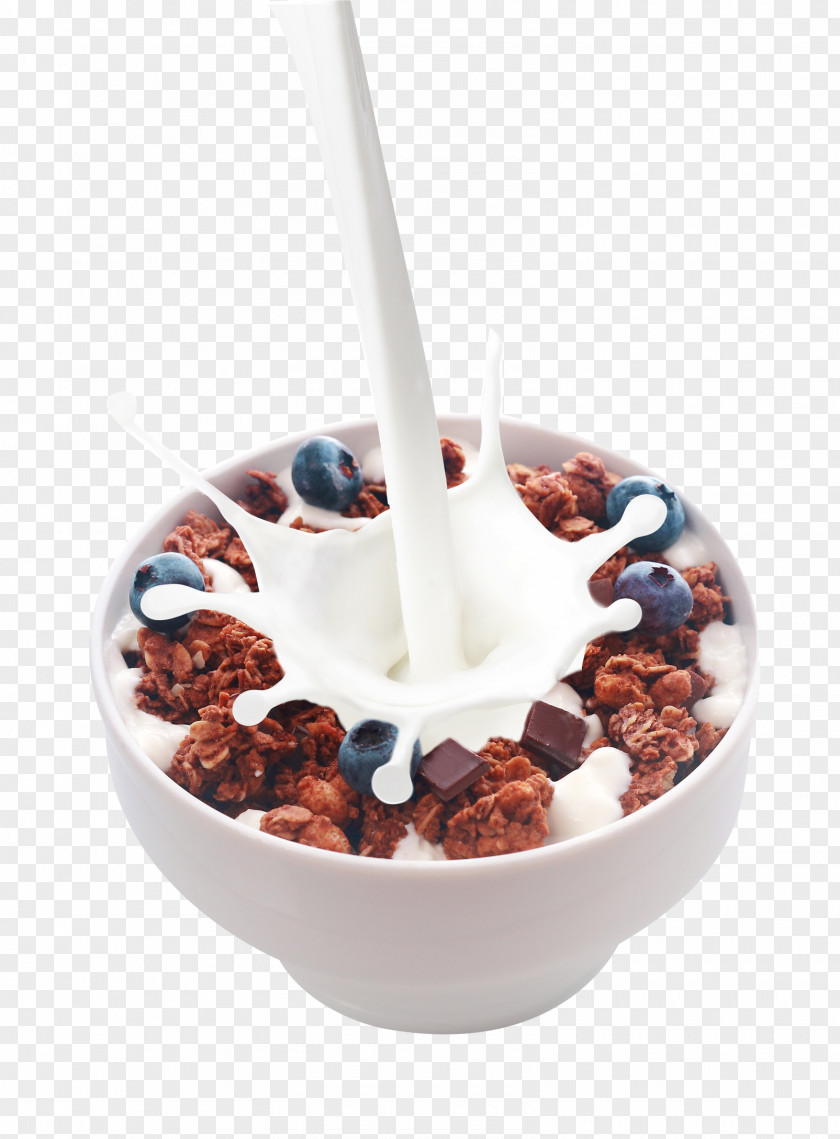 Pour The Milk Into Blueberry Fruit Breakfast Cereal Corn Flakes White Chocolate PNG