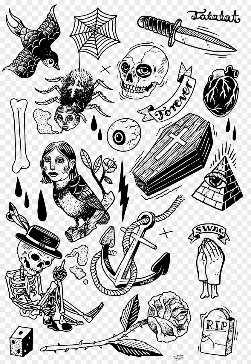 Flash Tattoo Artist Black-and-gray Drawing PNG