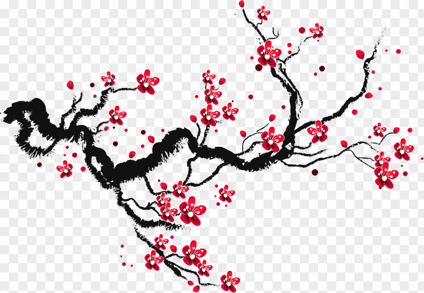 Ink Cherry Blossoms Blossom Drawing Paper Sketch PNG