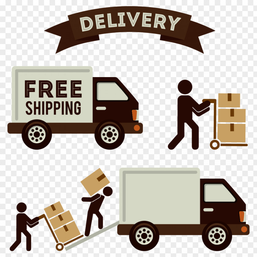 Vector Pull Box Truck Mover Delivery Logistics Sales PNG