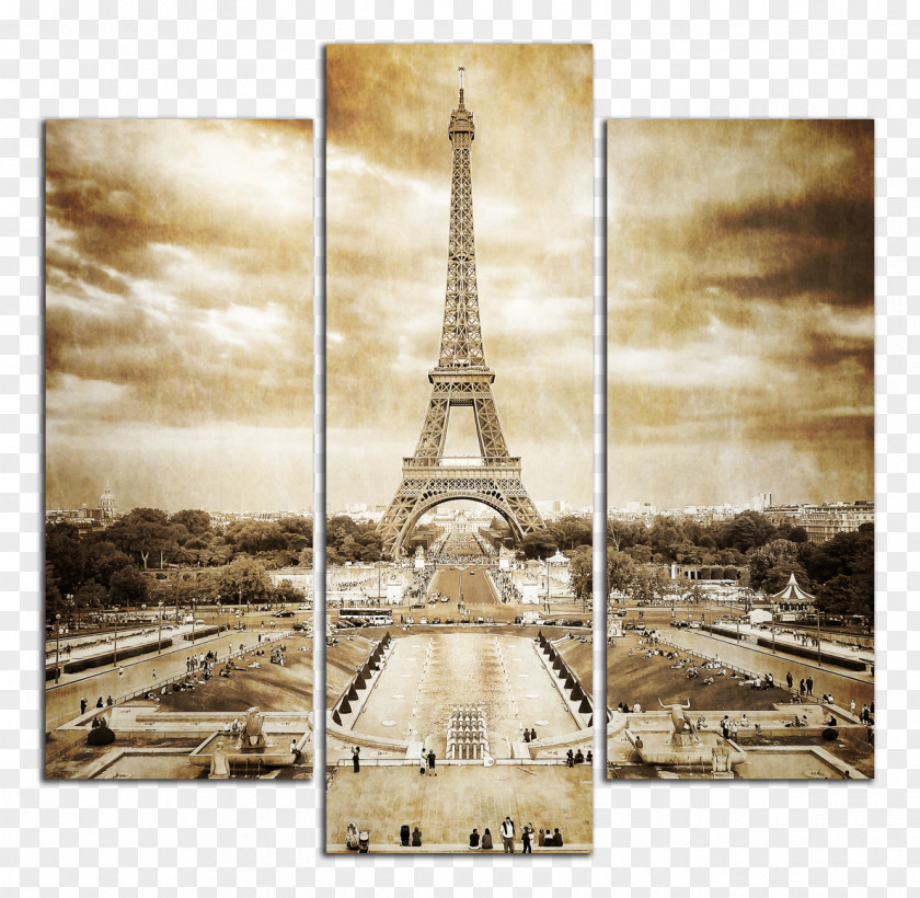 Eiffel Tower Silhouette Arc De Triomphe Seine Painting PNG