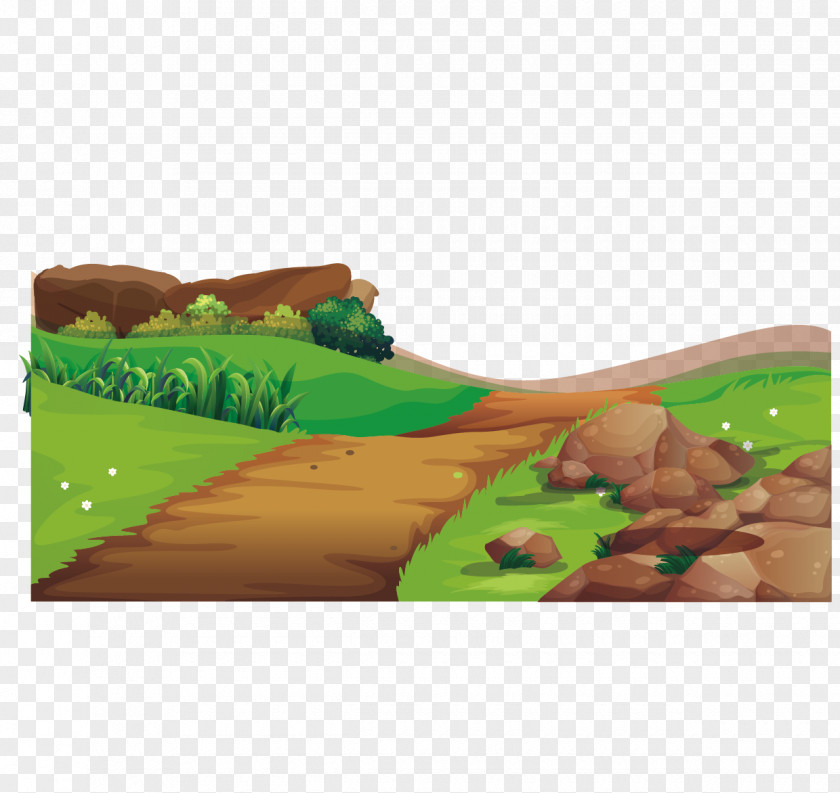Farm Road Scene Illustration Adobe Illustrator PNG