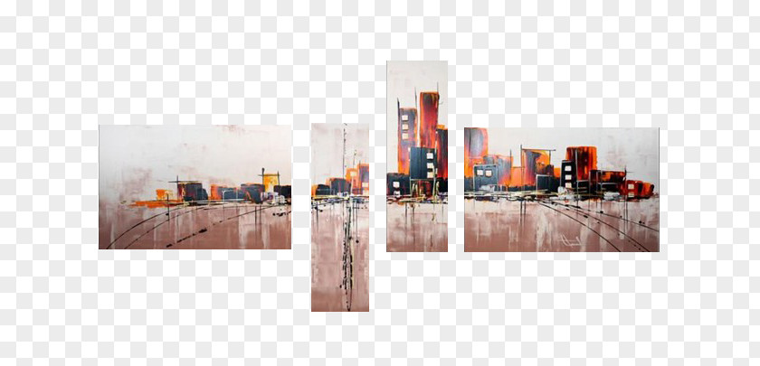 FIG City Frame Oil Painting Building Art PNG