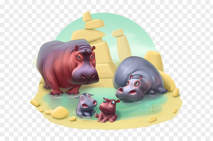 Hippo Township The Zoo Book Hippopotamus Baby Animals Playrix PNG