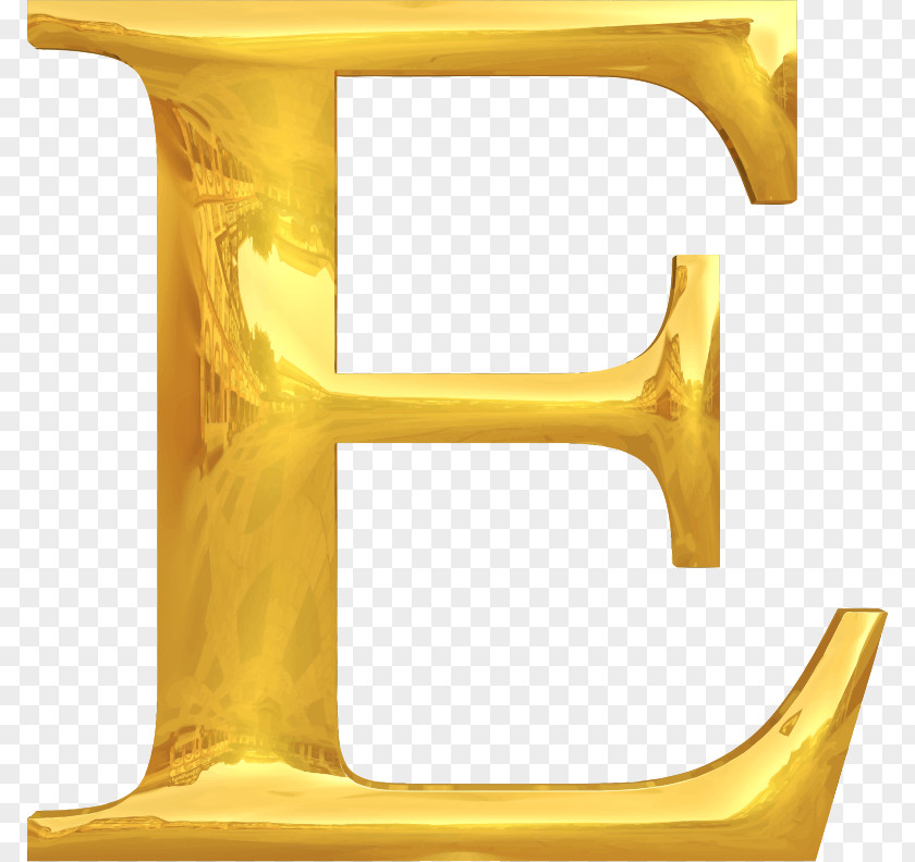 Typogrpahic E-gold Letter Font PNG