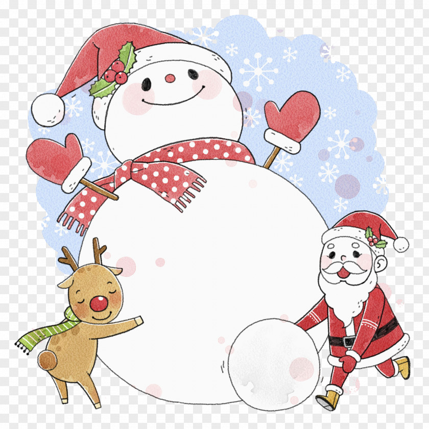 A Snowman Christmas; An Old Man Santa Claus Christmas Ornament Clip Art PNG