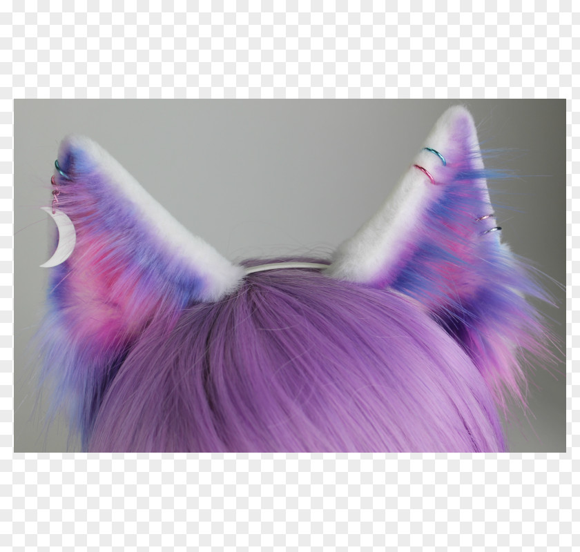 Purple Body Piercing Ear Fox Kitten PNG