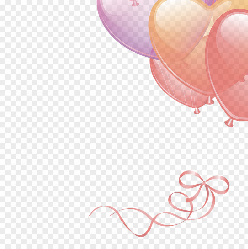 Balloon Flying Ribbon Element Circle Pink Wallpaper PNG