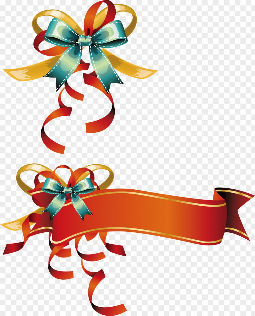 Colorful Cute Gift Box Ribbon Paper Banner Clip Art PNG