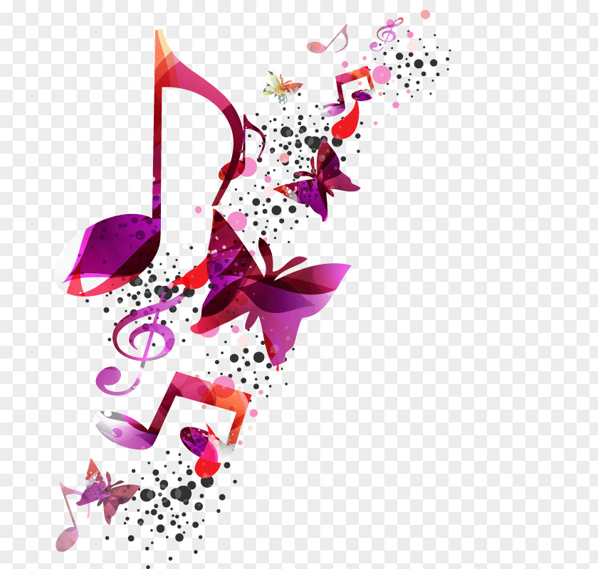 Music,Note,butterfly,Gradient Color,Vector PNG
