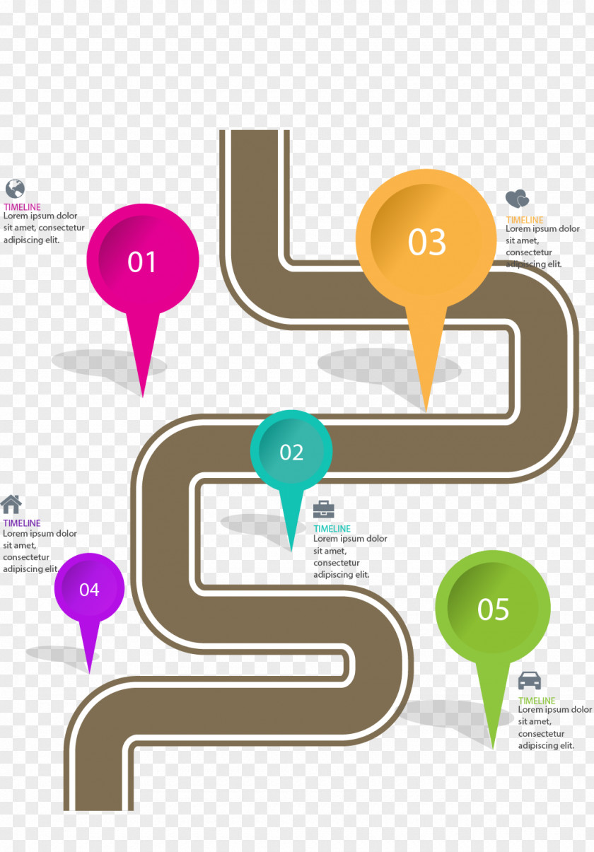 Vector Painted Road Positioning Infographic PNG