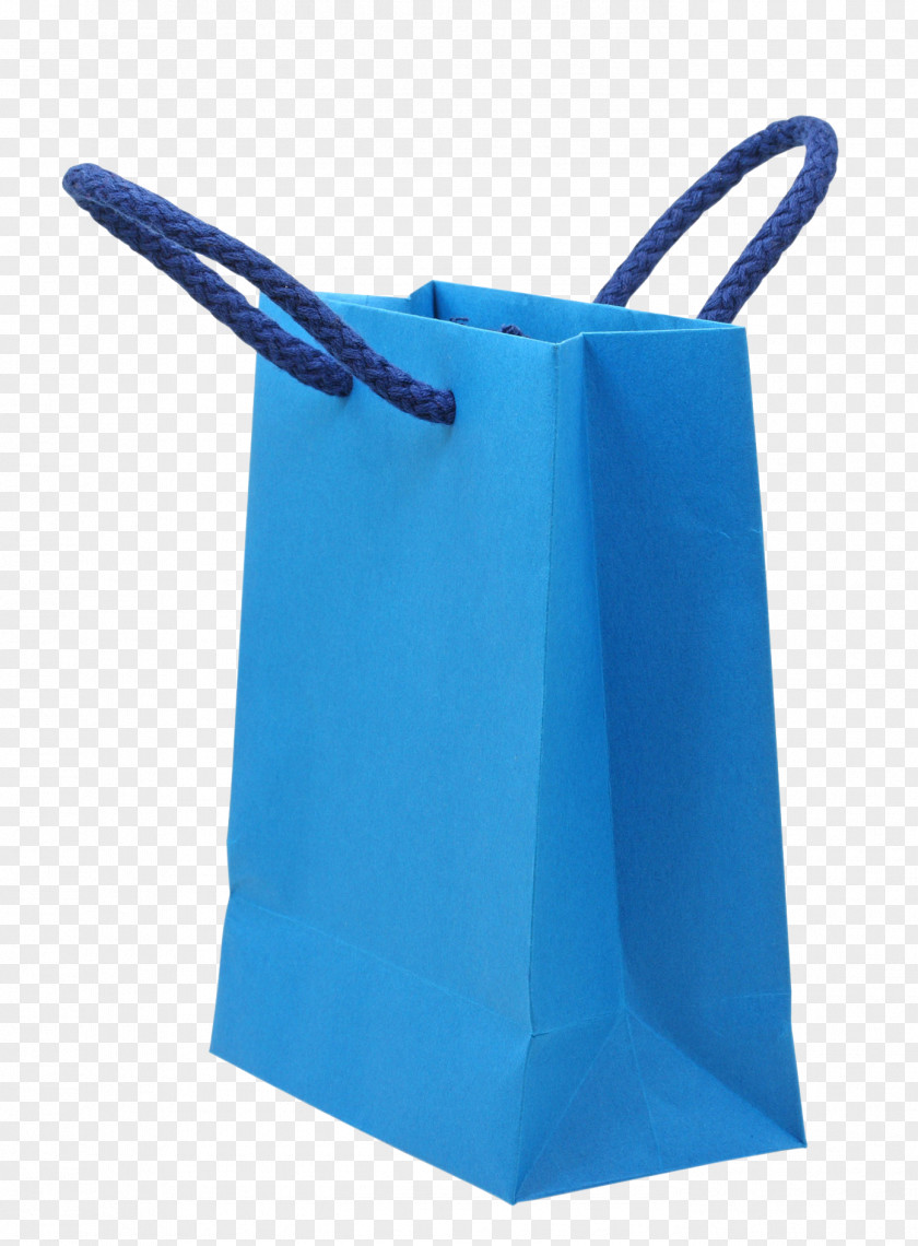 Blue Shopping Bag Paper Handbag Packaging And Labeling PNG