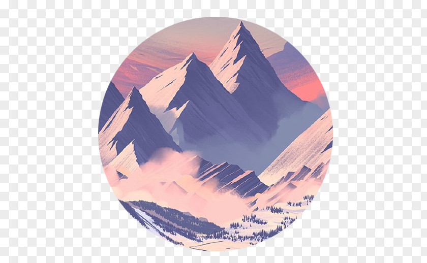 Cartoon Snow Mountain Peaks Art Illustrator Illustration PNG